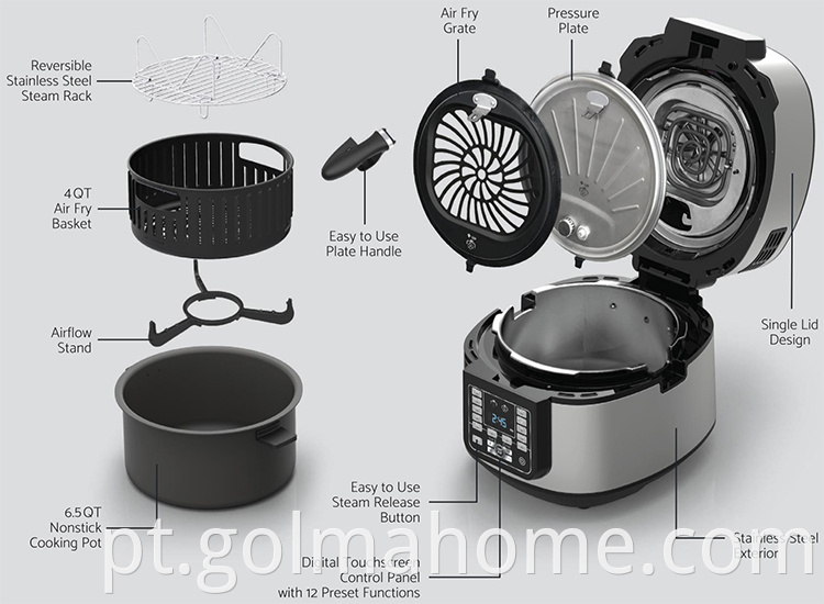 6L digital sem fritadeira de ar a óleo para uso doméstico Fritadeira de ar Forno